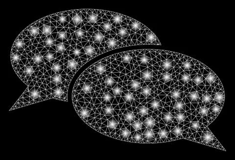 Flare Mesh Carcass Message Clouds with Flare Spots Stock Illustration
