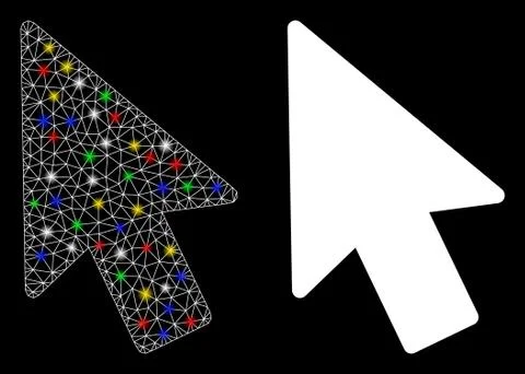 Flare Mesh Carcass Mouse Pointer Icon with Flare Spots Stock Illustration