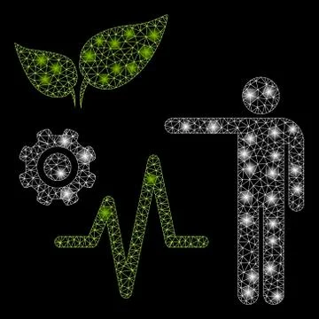 Flare Mesh Carcass Object Analysis with Flare Spots Stock Illustration