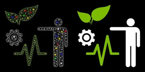 Flare Mesh Carcass Object Analysis Icon with Flare Spots イラスト素材