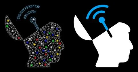 Flare Mesh Carcass Open Mind Radio Interface Icon with Flare Spots Illustrazione stock