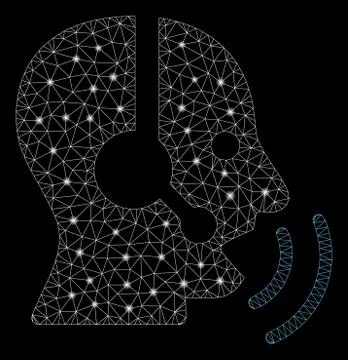 Flare Mesh Carcass Operator Speech Sound Waves with Flare Spots Stock Illustration