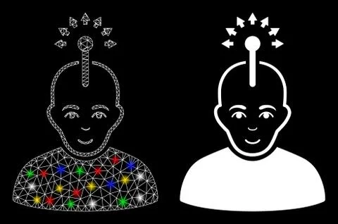 Flare Mesh Carcass Optical Neural Interface Icon with Flare Spots Stock Illustration