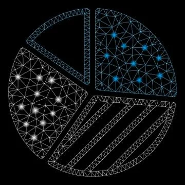 Flare Mesh Carcass Pie Chart with Flare Spots Illustrazione stock