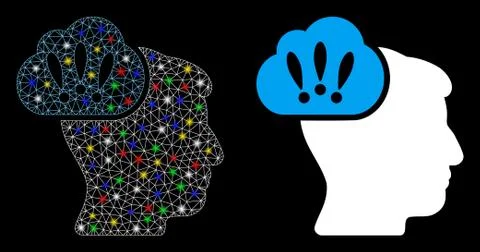 Flare Mesh Carcass Problem Brainstorm Icon with Flare Spots Illustrazione stock