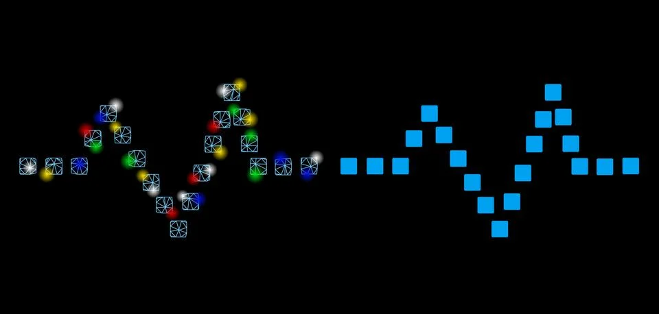 Flare Mesh Carcass Pulse Chart Icon with Flare Spots Ilustración de archivo
