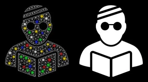 Flare Mesh Carcass Sick Student Icon with Flare Spots 스톡 일러스트