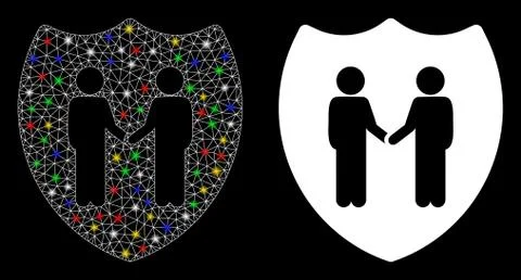 Flare Mesh Carcass Trust Shield Icon with Flare Spots Stock Illustration