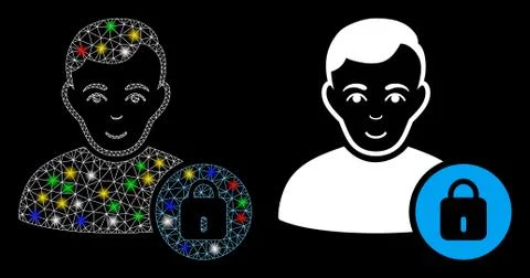 Flare Mesh Carcass User Lock Icon with Flare Spots Illustrazione stock