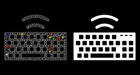 Flare Mesh Carcass Wireless Keyboard Icon with Flare Spots Stock Illustration