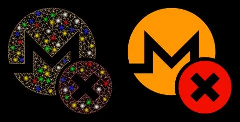 Flare Mesh Carcass Wrong Monero Icon with Flare Spots Illustrazione stock