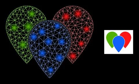Flare Mesh Map Pointers Icon with Glare Lightspots イラスト素材