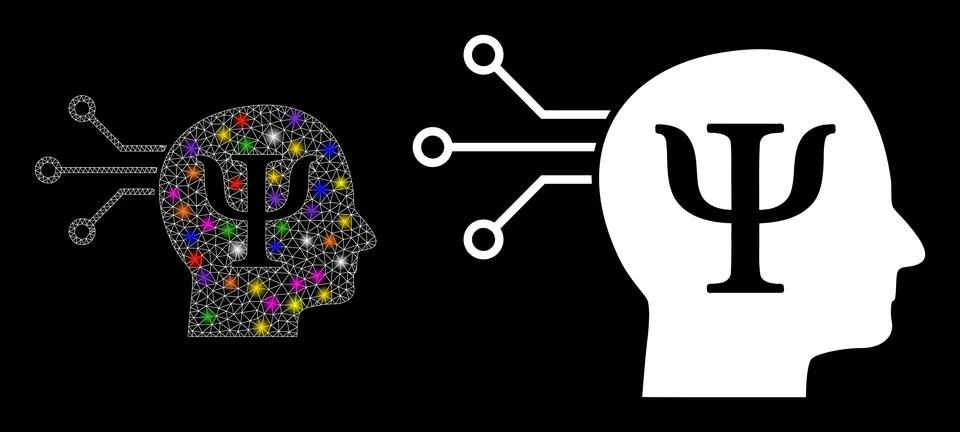 Flare Mesh Mental Programming Icon with Constellation Colorful Light Spots Stockillustratie