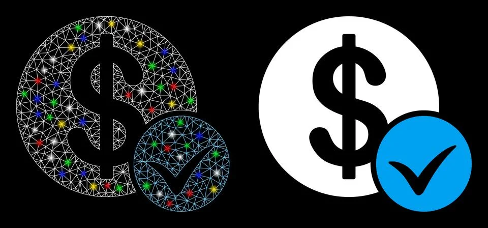 Flare Mesh Network Accept Payment Icon with Flare Spots Stock Illustration
