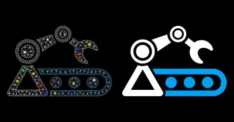 Flare Mesh Network Automatic Conveyor Icon with Flare Spots Stock Illustration