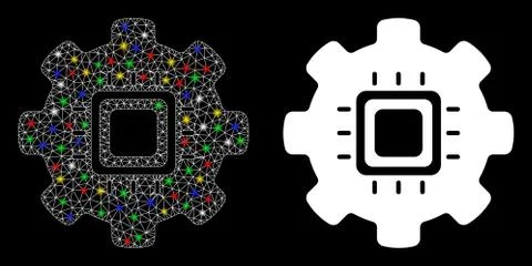 Flare Mesh Network Automation Icon with Flare Spots Stock Illustration