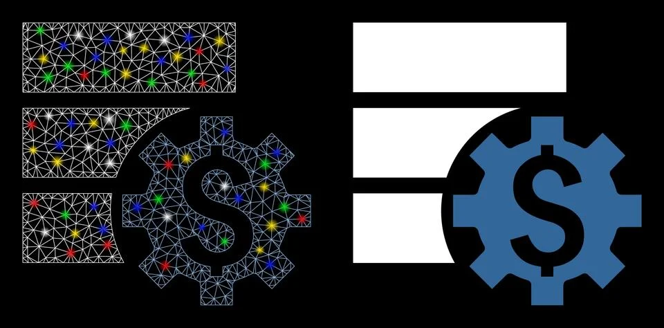 Flare Mesh Network Bank Database Options Icon with Flare Spots Stockillustratie