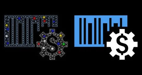 Flare Mesh Network Barcode Price Setup Icon with Flare Spots Stock Illustration