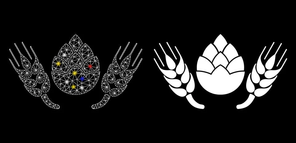 Flare Mesh Network Beer Components Icon with Flare Spots Stock Illustration