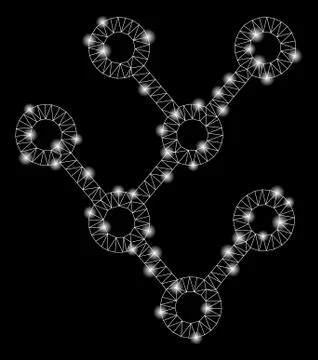 Flare Mesh Network Binary Tree with Flash Spots Stock Illustration