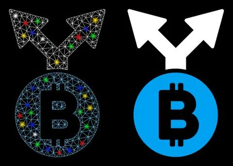 Flare Mesh Network Bitcoin Fork Icon with Flare Spots イラスト素材
