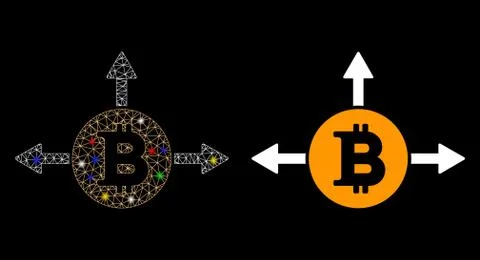 Flare Mesh Network Bitcoin Variant Directions Icon with Flare Spots イラスト素材