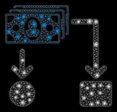 Flare Mesh Network Cashflow with Flash Spots Stock Illustration