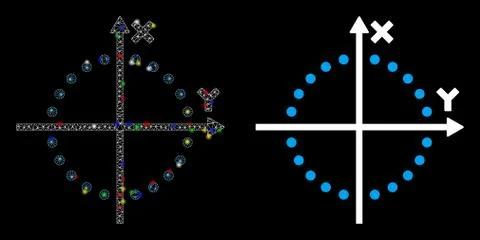 Flare Mesh Network Circle Plot Icon with Flash Spots Stock Illustration