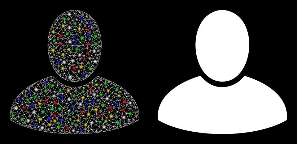 Flare Mesh Network Client Icon with Flare Spots Illustrazione stock