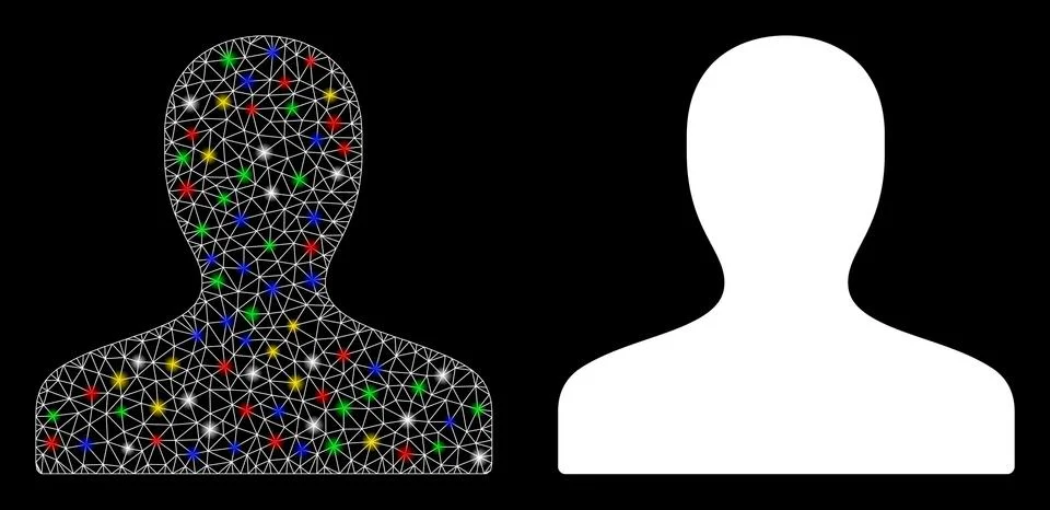 Flare Mesh Network Client Icon with Flare Spots Illustrazione stock
