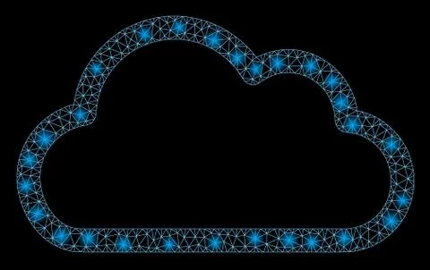 Flare Mesh Network Cloud Contour with Flare Spots Stock Illustration