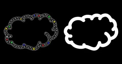 Flare Mesh Network Cloud Icon with Flare Spots イラスト素材