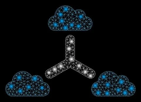 Flare Mesh Network Cloud Network with Flare Spots Stock Illustration