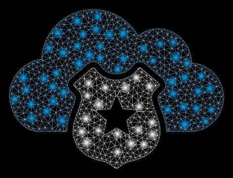Flare Mesh Network Cloud Shield with Flare Spots Stock Illustration