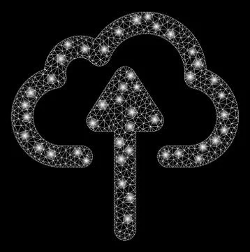 Flare Mesh Network Cloud Upload with Flare Spots Stock Illustration