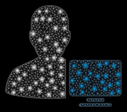 Flare Mesh Network Computer Administrator with Flare Spots Stock Illustration
