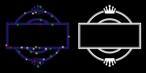 Flare Mesh Network Crown Round and Rectangle Frame Icon with Flare Spots Stock Illustration