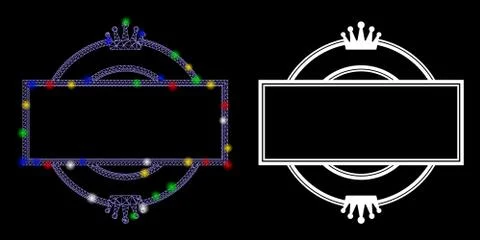 Flare Mesh Network Crown Round and Rectangle Frame Icon with Flare Spots 스톡 일러스트