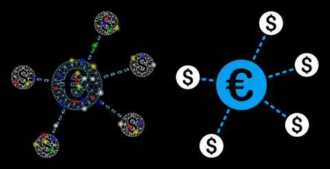 Flare Mesh Network Currency Network Nodes Icon with Flash Spots イラスト素材