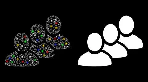 Flare Mesh Network Customer Queue Icon with Flare Spots Stock Illustration