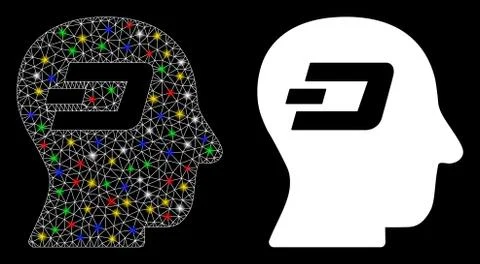 Flare Mesh Network Dash Thinking Icon with Light Spots Stock Illustration