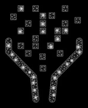 Flare Mesh Network Data Processing Funnel with Flare Spots Stock Illustration