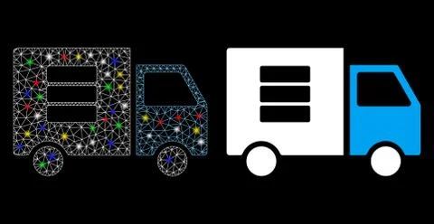 Flare Mesh Network Data Transfer Van Icon with Flare Spots Stock Illustration