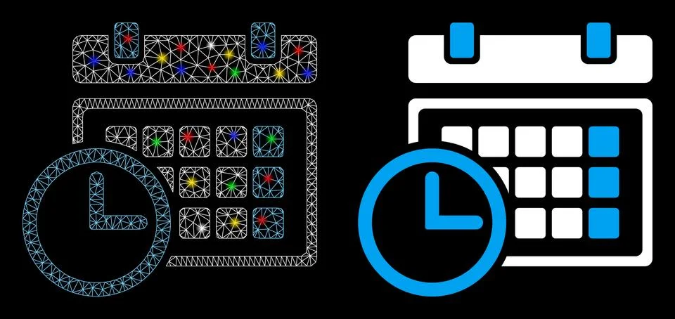 Flare Mesh Network Date and Time Icon with Flare Spots Stockillustratie