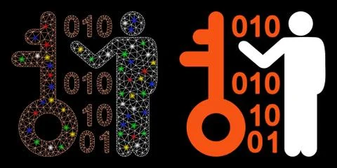 Flare Mesh Network Decode Key Icon with Flare Spots Stock-Illustration