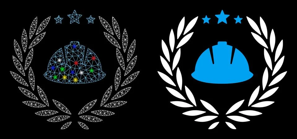 Flare Mesh Network Developer Laureal Wreath Icon with Flare Spots イラスト素材