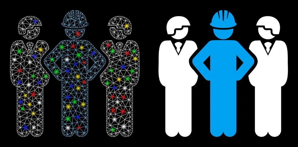 Flare Mesh Network Developer Team Icon with Flare Spots Stock Illustration