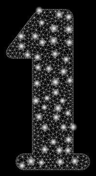 Flare Mesh Network Digit One with Flare Spots 스톡 일러스트