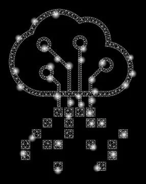 Flare Mesh Network Digital Cloud with Flare Spots Stock Illustration