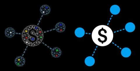 Flare Mesh Network Dollar Virtual Links Icon with Flare Spots Stock Illustration